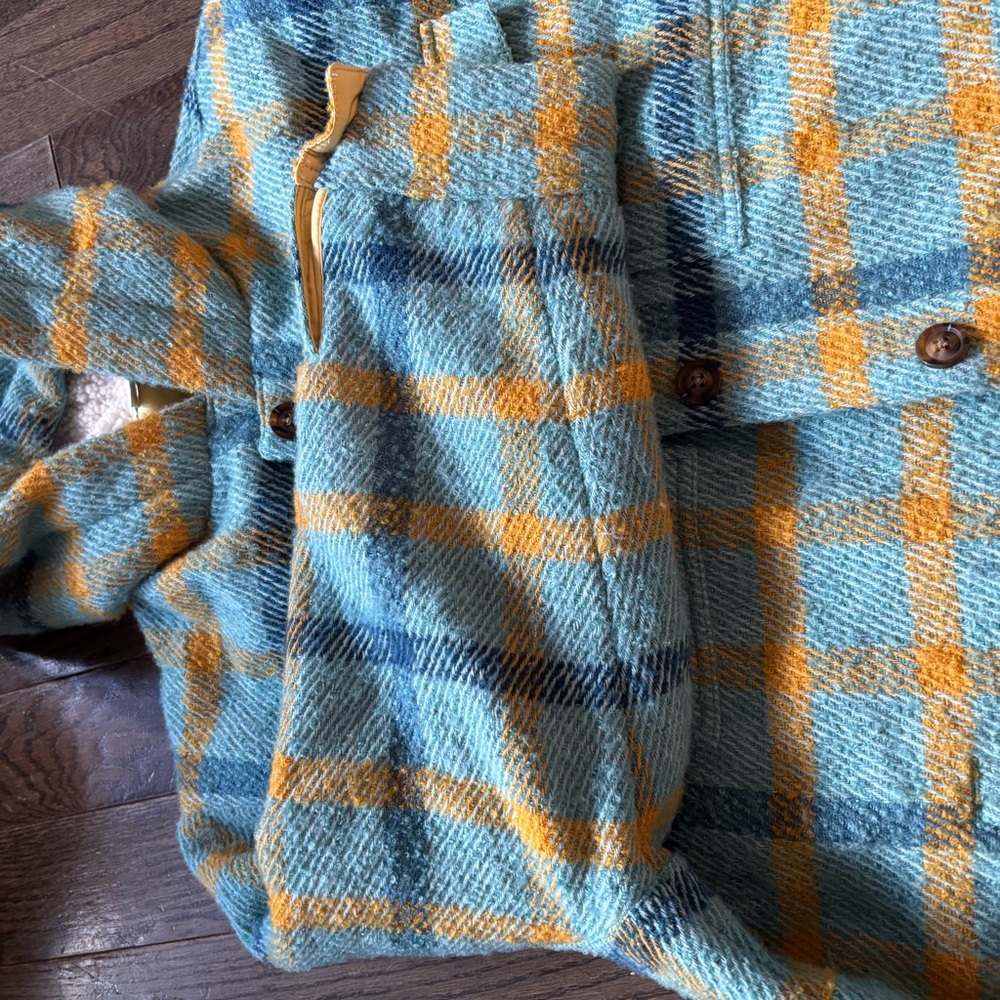 Sundance Plaid Hooded Coat Jacket Sherpa Lined PXL - Picture 5 of 7